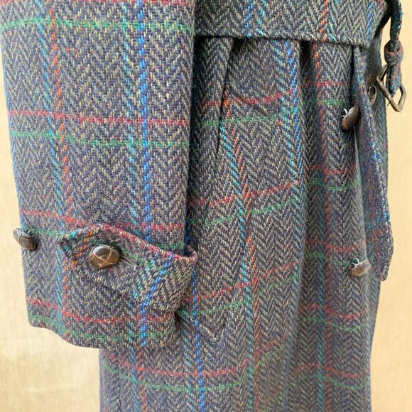 Vintage Aquascutum Trench Coat | Pure Virgin Wool Herringbone Plaid - Picture 5 of 14